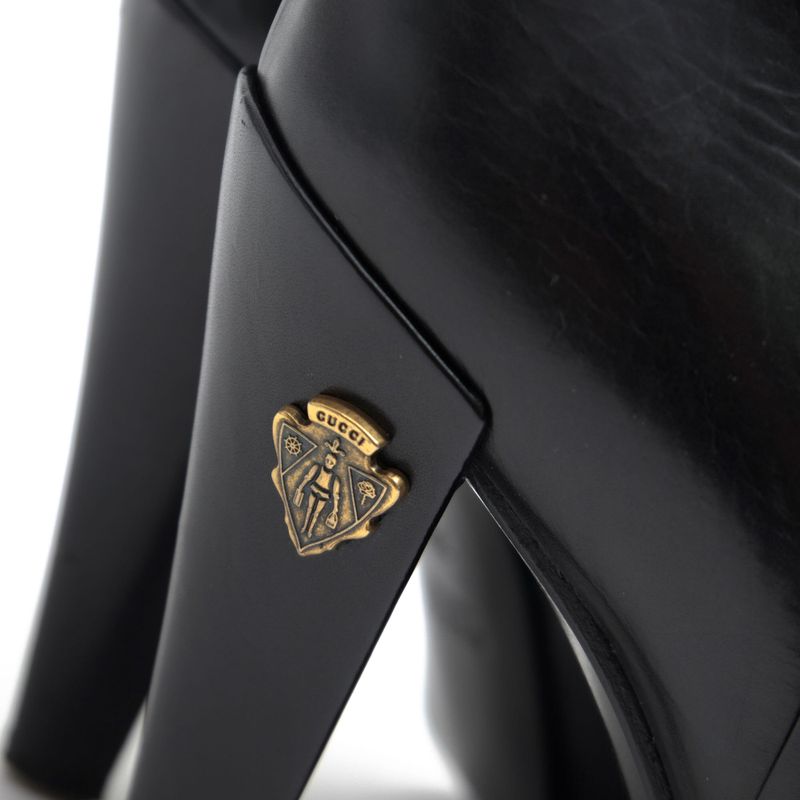 Gucci/Gucci Long Boots Shoes Women Leather Genuine Black Plain Toe Leather Sole