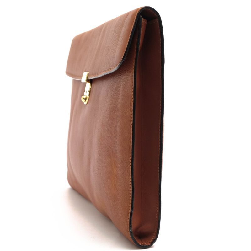 Gucci Bag Second Bag Clutch Bag Men Leather Genuine Leather Brown