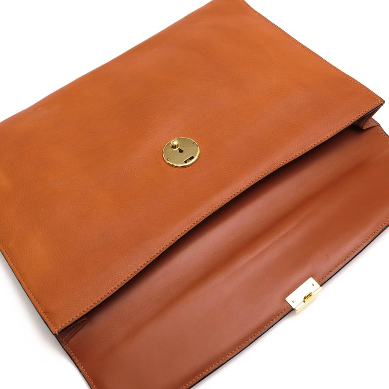 Gucci Bag Second Bag Clutch Bag Men Leather Genuine Leather Brown