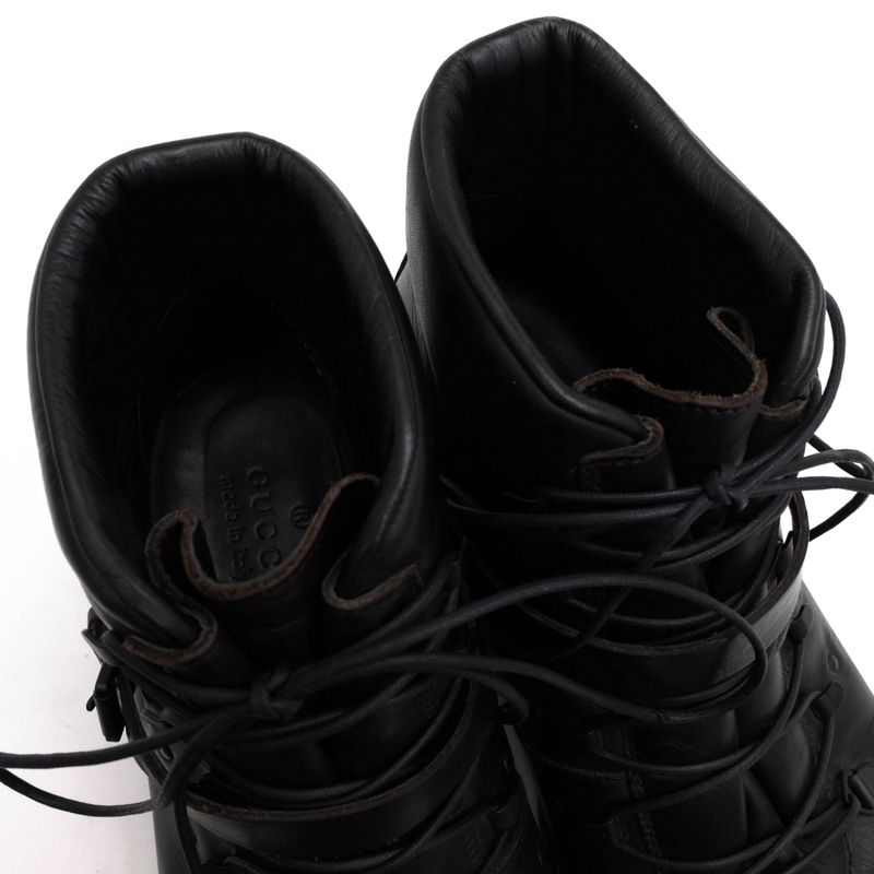 Gucci Work Boots Shoes Men Leather Genuine Black 101744 Stivaletto Suo Gomma