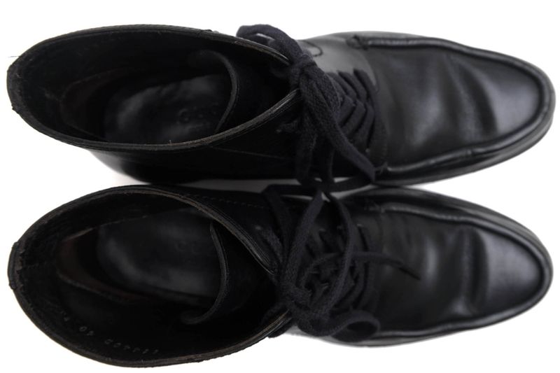 Gucci Work Boots Shoes Men Leather Genuine Black 114462 Lug Sole Mackay Method