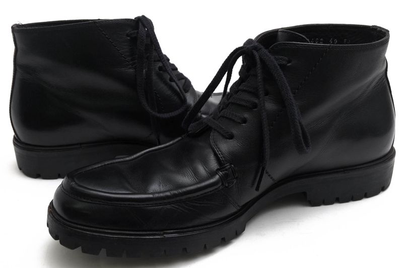 Gucci Work Boots Shoes Men Leather Genuine Black 114462 Lug Sole Mackay Method