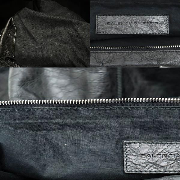 Balenciaga Classic Square Leather Tote Hand Bag 272403 Black 