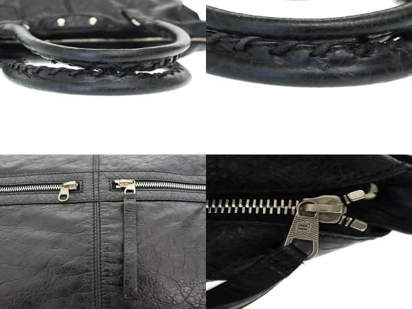 Balenciaga Classic Square Leather Tote Hand Bag 272403 Black 