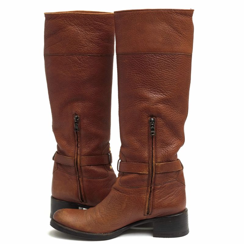 Prada Long Boots Shoes Women Leather Genuine Brown 65047 8gi-1w7790 Cervo Antic