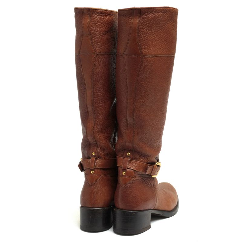 Prada Long Boots Shoes Women Leather Genuine Brown 65047 8gi-1w7790 Cervo Antic