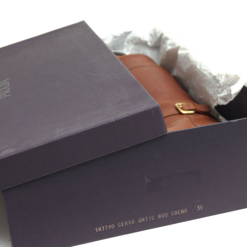 Prada Long Boots Shoes Women Leather Genuine Brown 65047 8gi-1w7790 Cervo Antic