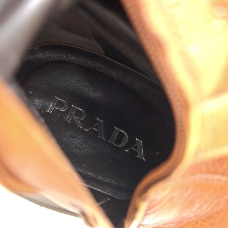 Prada Long Boots Shoes Women Leather Genuine Brown 65047 8gi-1w7790 Cervo Antic
