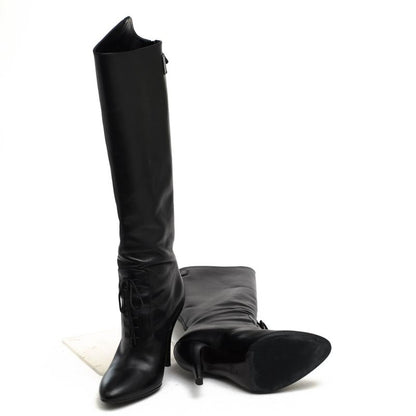 Gucci Long Boots Shoes Women Leather Genuine Black 304702 Elizabeth High Heel
