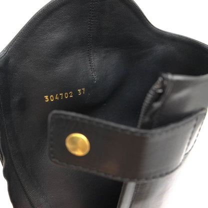 Gucci Long Boots Shoes Women Leather Genuine Black 304702 Elizabeth High Heel