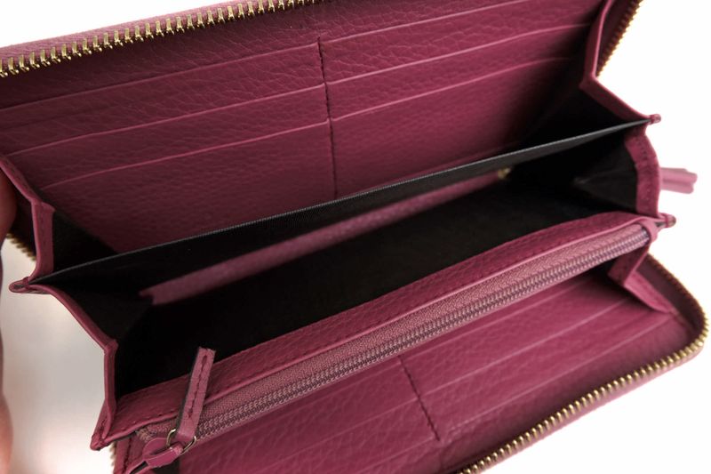 Gucci Wallet Women Leather Genuine Pink 307984 Bamboo Tassel with Coin Purse