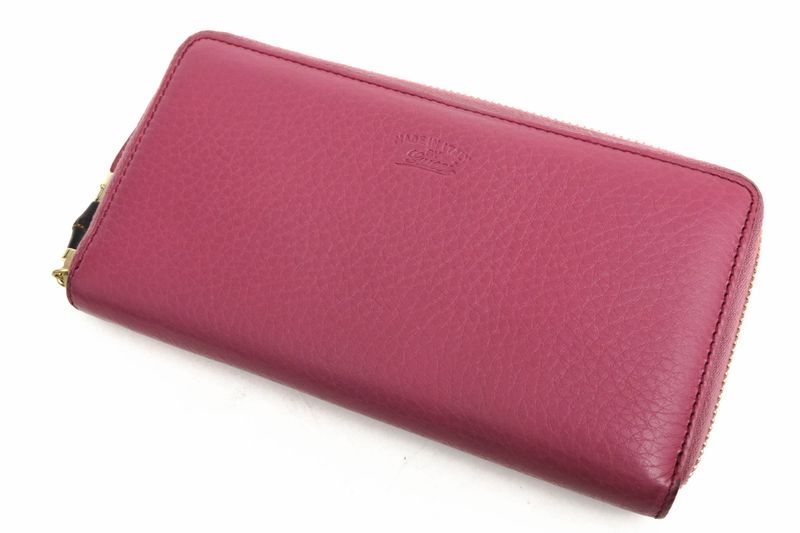 Gucci Wallet Women Leather Genuine Pink 307984 Bamboo Tassel with Coin Purse