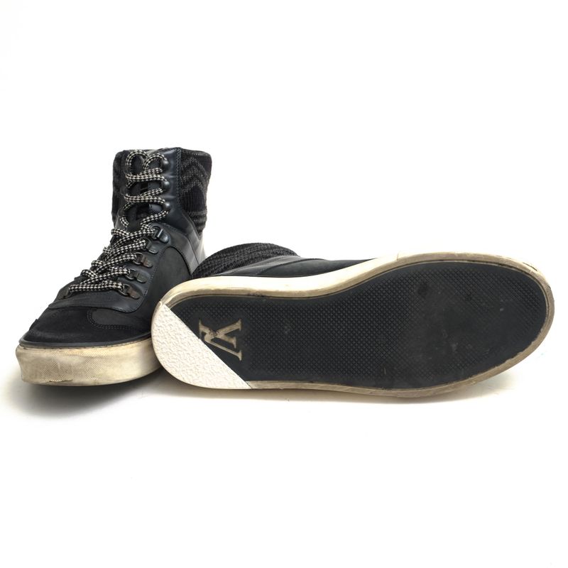 Louis Vuitton Shoes Sneakers Shoes High Cut Men's Leather Genuine Black