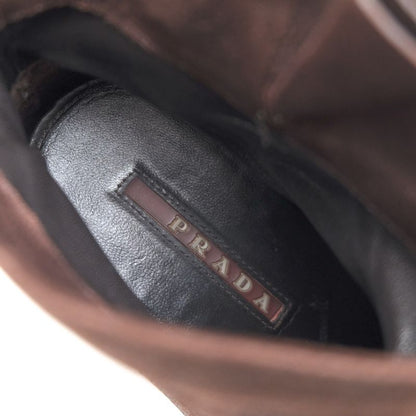 Prada Engineer Boots Shoes Women Leather Dark Brown Short Engineer Boots