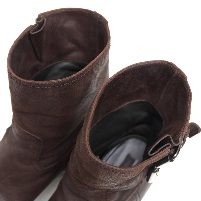 Prada Engineer Boots Shoes Women Leather Dark Brown Short Engineer Boots