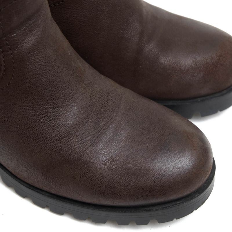 Prada Engineer Boots Shoes Women Leather Dark Brown Short Engineer Boots