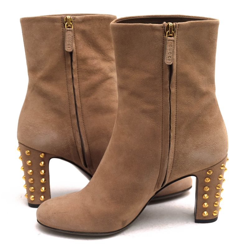 Gucci/Gucci Mid Length Boots Shoes Women Suede Leather Genuine Brown 297200