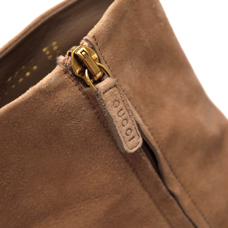 Gucci/Gucci Mid Length Boots Shoes Women Suede Leather Genuine Brown 297200