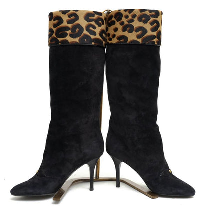 Vuitton/Louis Vuitton Long Boots Shoes Women Suede Leather Genuine Black
