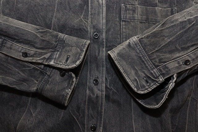 Balenciaga Back Logo Denim Shirt Size 38 Button Down Logo Print Black [brand