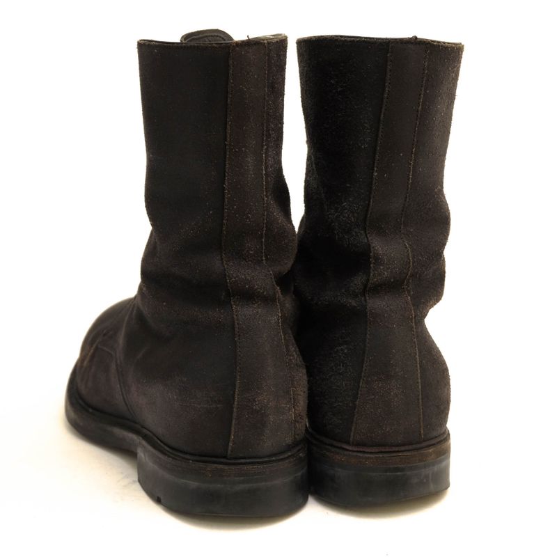 Prada Work Boots Shoes Men Suede Leather Genuine Black 2197 Plain Toe