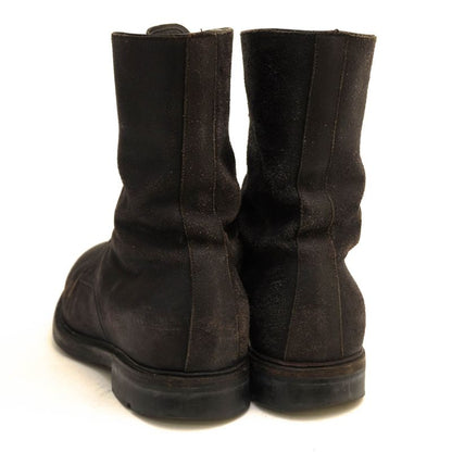 Prada Work Boots Shoes Men Suede Leather Genuine Black 2197 Plain Toe