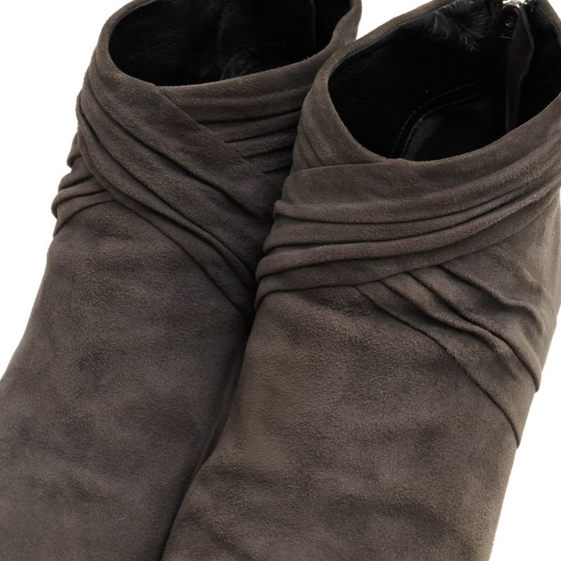 Prada Short Boots Shoes Women Suede Leather Genuine Leather Gray Booties Plain