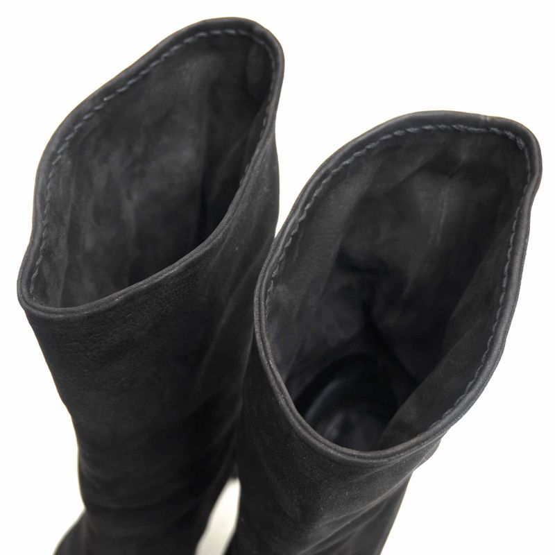 Prada/Prada Mid Length Boots Shoes Women Suede Leather Genuine Black Chunky Heel