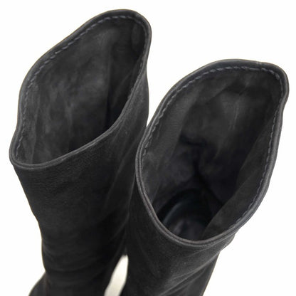 Prada/Prada Mid Length Boots Shoes Women Suede Leather Genuine Black Chunky Heel