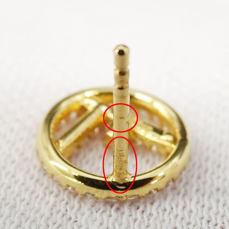 Fendi Earrings Women's Branded F's Rhinestone Gold Accessory for Both Ears