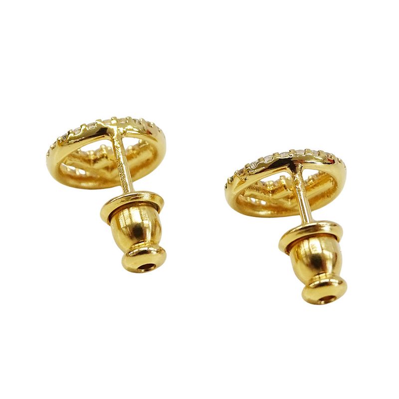 Fendi Earrings Women's Branded F's Rhinestone Gold Accessory for Both Ears