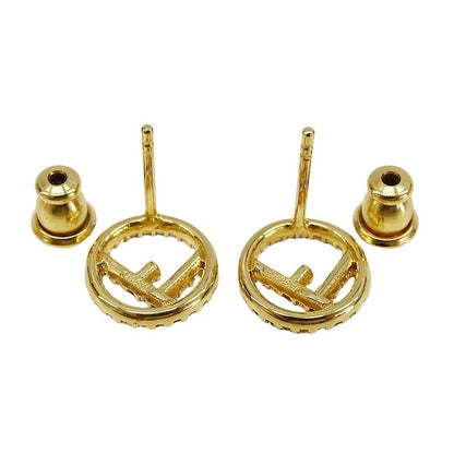 Fendi Earrings Women's Branded F's Rhinestone Gold Accessory for Both Ears