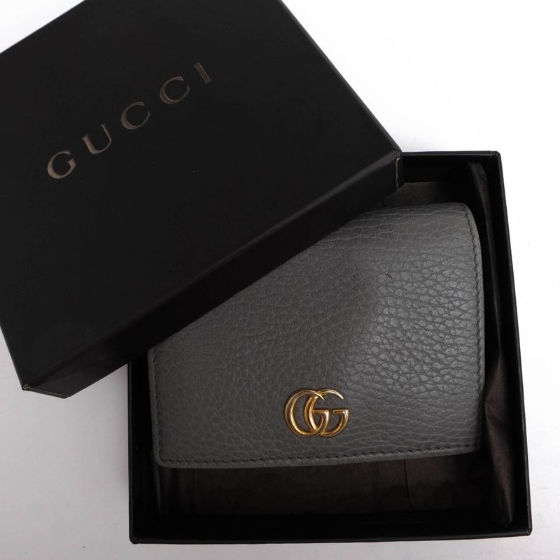 Gucci Wallet Ladies Women Leather Genuine Gray 456126 Leather Card Case Wallet