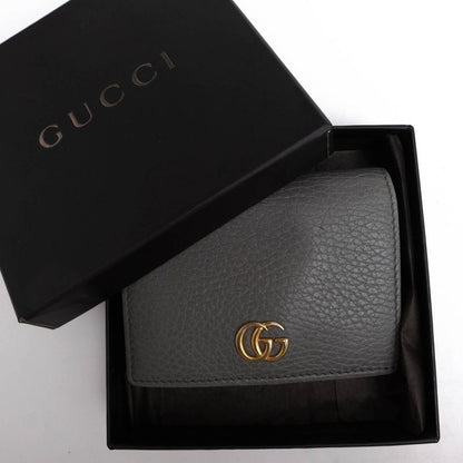 Gucci Wallet Ladies Women Leather Genuine Gray 456126 Leather Card Case Wallet