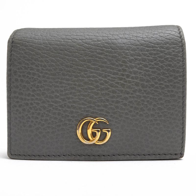 Gucci Wallet Ladies Women Leather Genuine Gray 456126 Leather Card Case Wallet