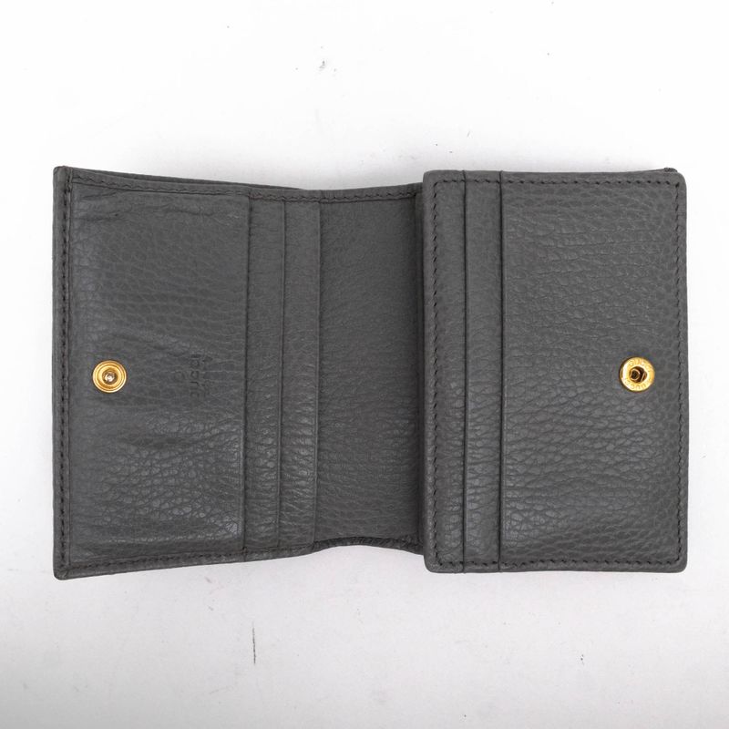 Gucci Wallet Ladies Women Leather Genuine Gray 456126 Leather Card Case Wallet
