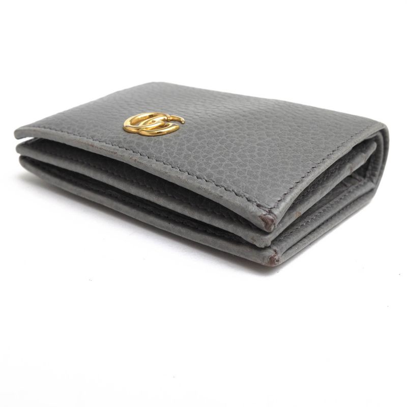 Gucci Wallet Ladies Women Leather Genuine Gray 456126 Leather Card Case Wallet