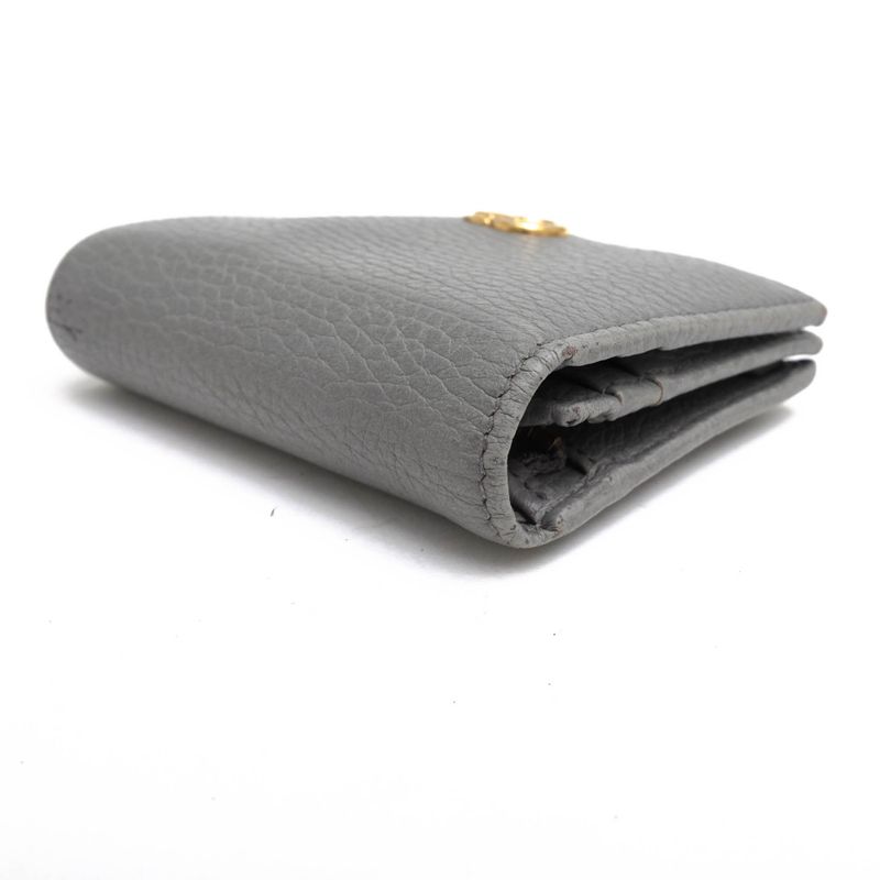 Gucci Wallet Ladies Women Leather Genuine Gray 456126 Leather Card Case Wallet