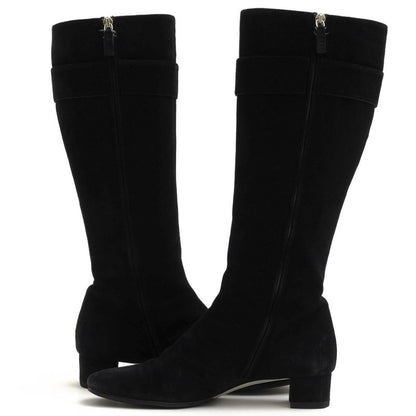 Gucci Long Boots Shoes Women Suede Leather Genuine Black 182010 Belt Design