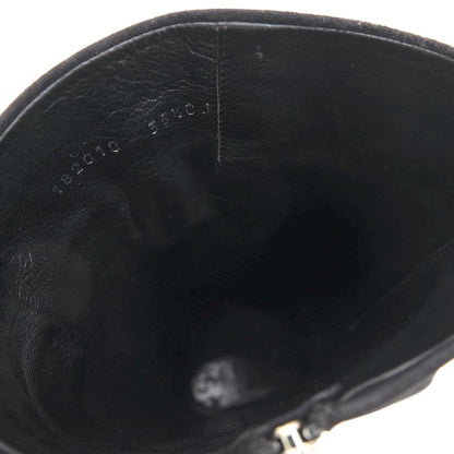 Gucci Long Boots Shoes Women Suede Leather Genuine Black 182010 Belt Design