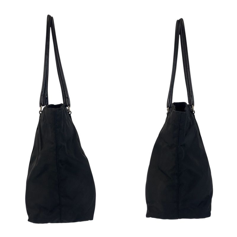 Prada Tessuto Triangle Logo Plate Black Silver Hardware Tote Bag Shoulder Bag