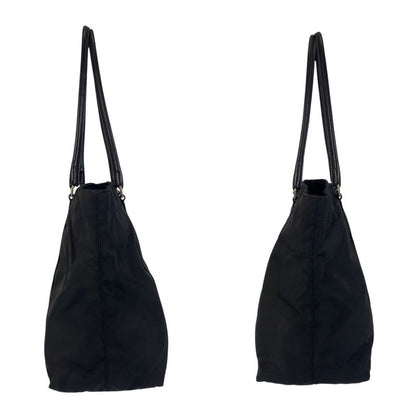 Prada Tessuto Triangle Logo Plate Black Silver Hardware Tote Bag Shoulder Bag