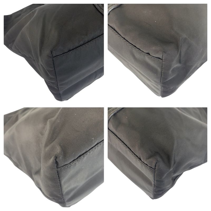 Prada Tessuto Triangle Logo Plate Black Silver Hardware Tote Bag Shoulder Bag