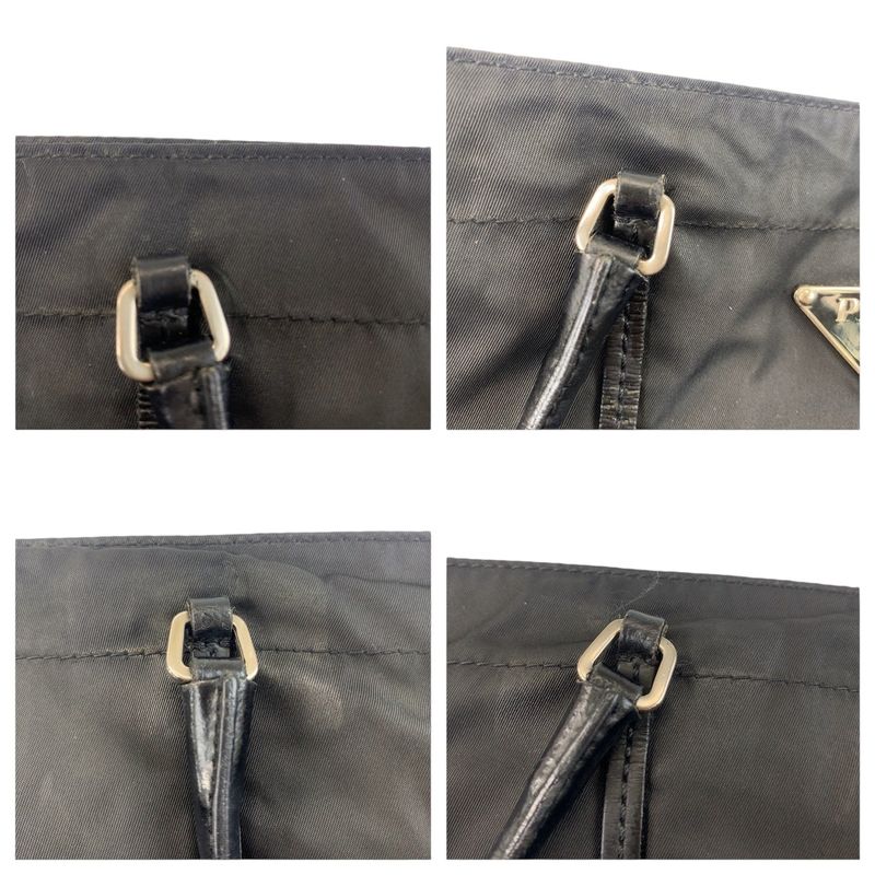 Prada Tessuto Triangle Logo Plate Black Silver Hardware Tote Bag Shoulder Bag
