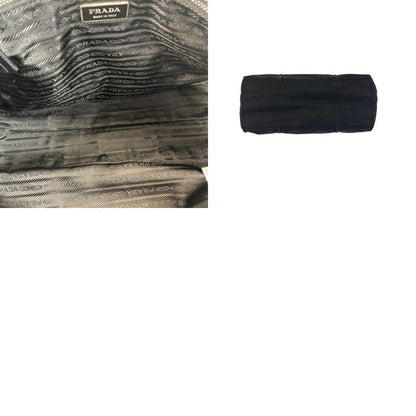 Prada Tessuto Triangle Logo Plate Black Silver Hardware Tote Bag Shoulder Bag