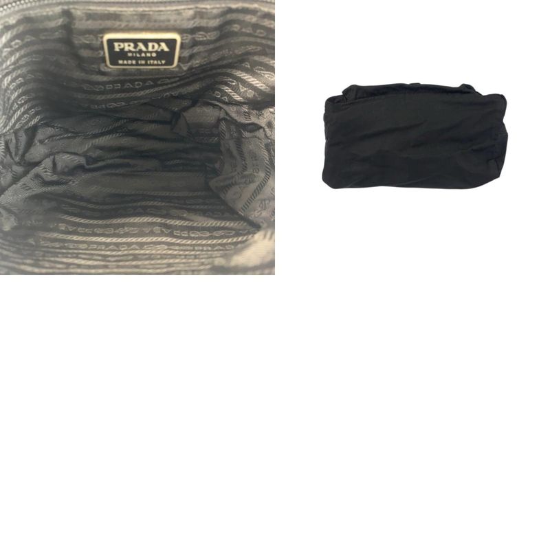 Prada Tessuto Triangle Logo Plate Black Silver Hardware Shoulder Bag Messenger