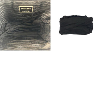 Prada Tessuto Triangle Logo Plate Black Silver Hardware Shoulder Bag Messenger