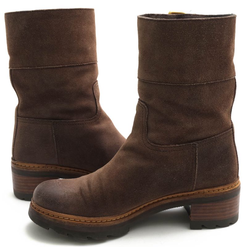 Prada Engineer Boots Shoes Women Suede Leather Genuine Dark Brown 3u5360