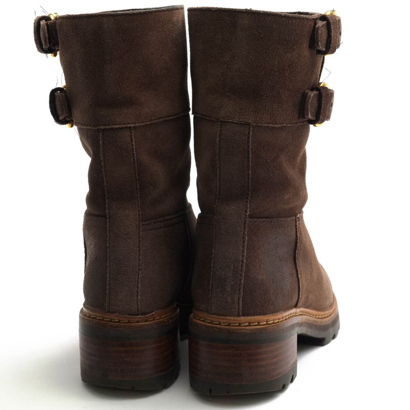 Prada Engineer Boots Shoes Women Suede Leather Genuine Dark Brown 3u5360