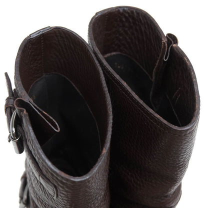 Prada Engineer Boots Shoes Women Leather Genuine Dark Brown 3u5785 Daino S